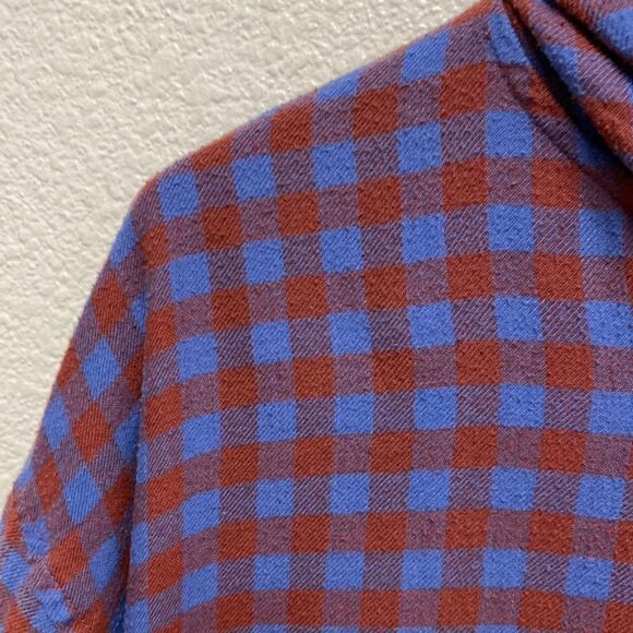 Urban Outfitters Check Plaid Flannel Hoodie Shirt Medium - Picture 4 of 5